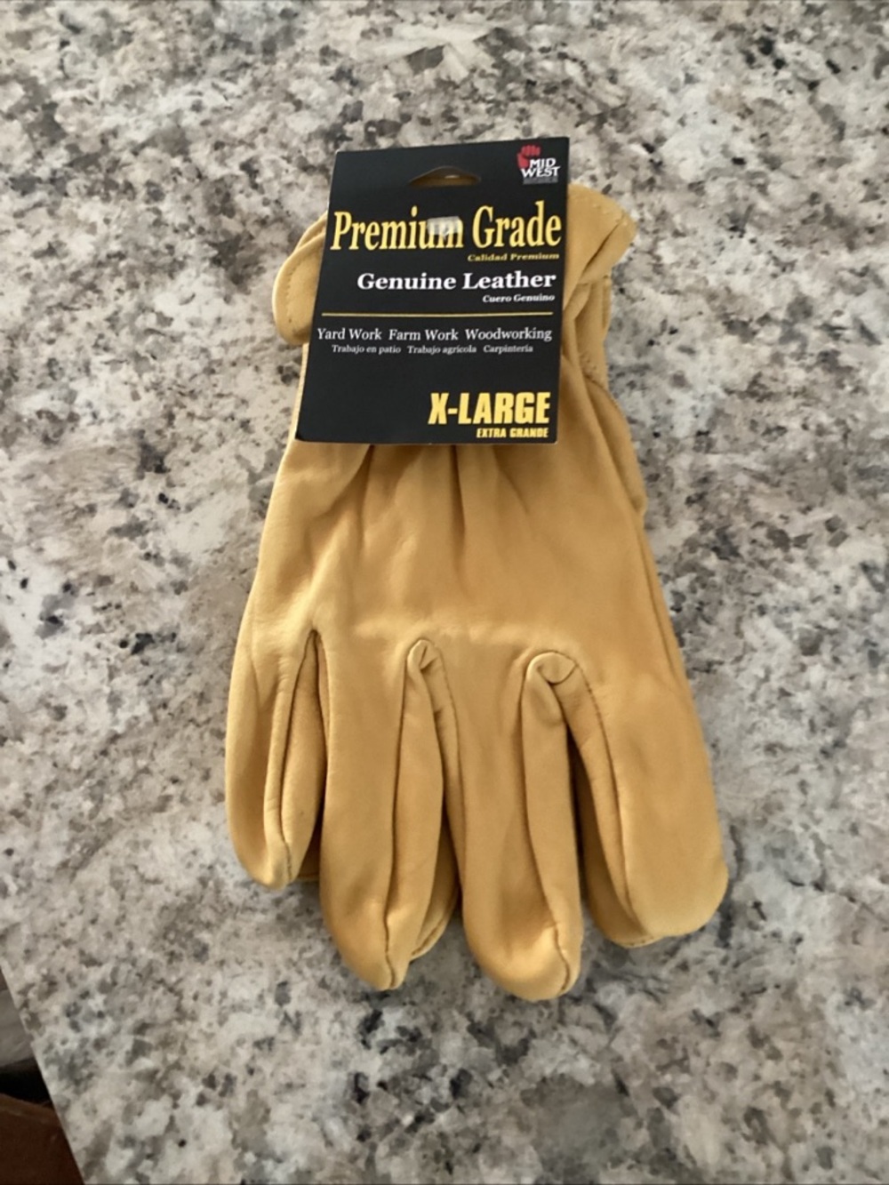 Genuine Leather Work Gloves - X-Large - Tan